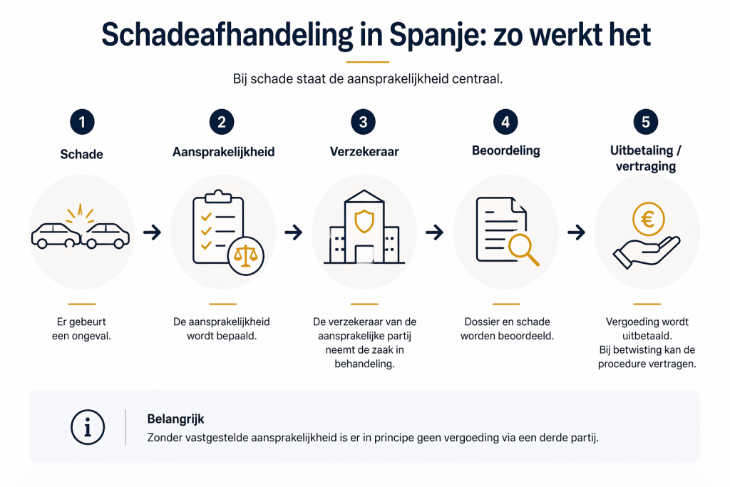 Schadeproces bij een autoverzekering in Spanje van schadegeval tot uitbetaling en aansprakelijkheidsbepaling